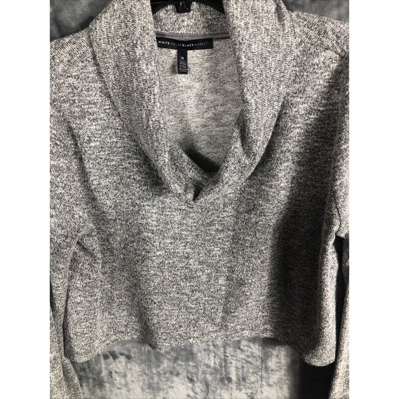 White House Black Market Women’s Sweater Gray Metallic Cowl Neck - Picture 8 of 14